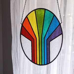 Perspective Rainbow Oval Suncatcher