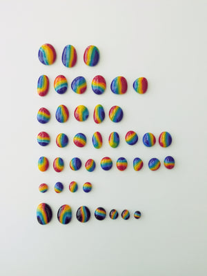 Fused Glass Rainbow Pebbles - A