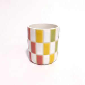 Rainbow & White Checker Cup