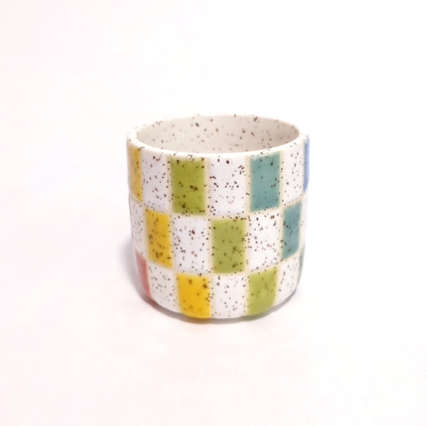 Speckled Rainbow & White Checker Cup