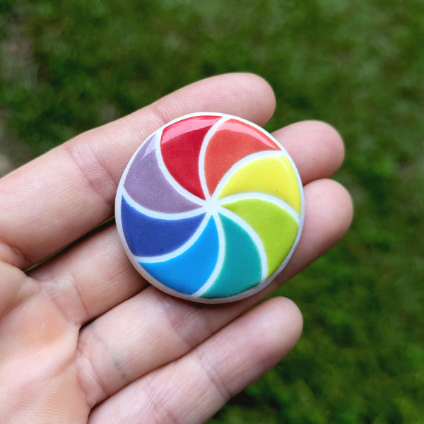 Porcelain Magnet - Rainbow Wheel