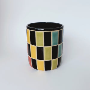 Rainbow & Black Checker Cup