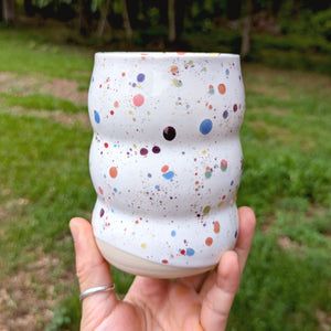 Rainbow White Confetti Bubble Cup