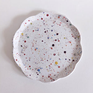 Rainbow Confetti Scalloped Plate