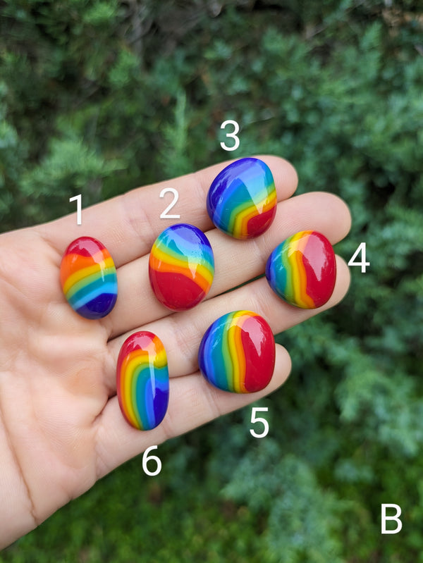 Fused Glass Rainbow Pebbles - B