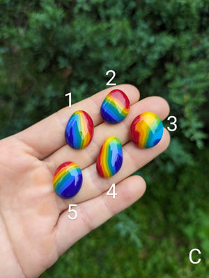 Fused Glass Rainbow Pebbles - C
