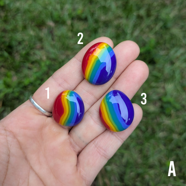 Fused Glass Rainbow Pebbles - A