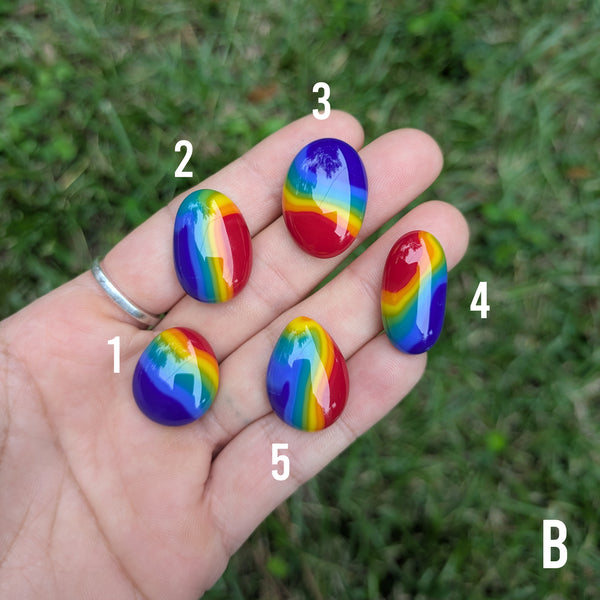 Fused Glass Rainbow Pebbles - B