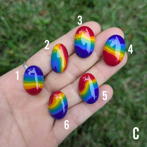 Fused Glass Rainbow Pebbles - C