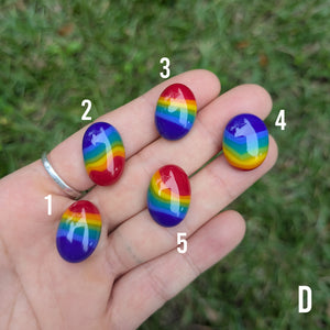Fused Glass Rainbow Pebbles - D