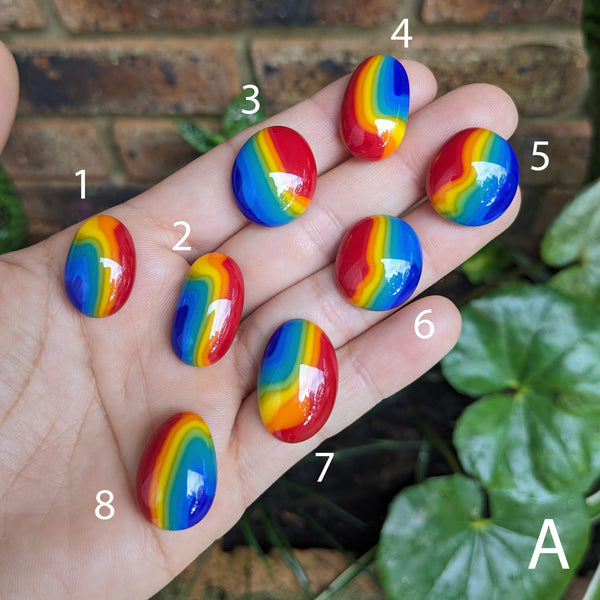 Fused Glass Rainbow Pebbles - A