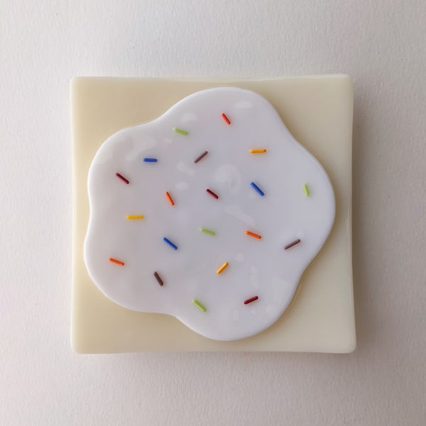 Mini Fused Glass Square Plate - Sprinkle Cookie