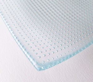 Fused Glass Square Plate - Clear Bubble Grid