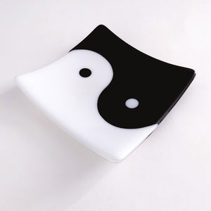 Small Fused Glass Square Plate - Yin Yang