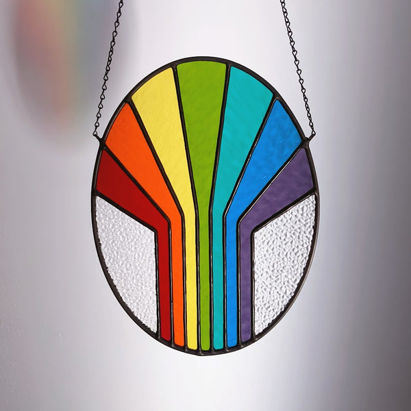Perspective Rainbow Oval Suncatcher